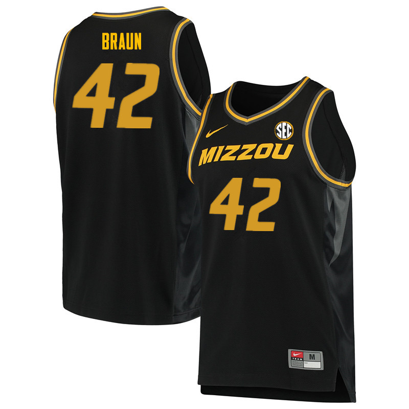 Men #42 Parker Braun Missouri Tigers College Basketball Jerseys Sale-Black